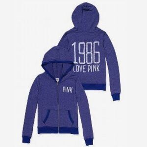 Victoria’s Secret PINK Hoodie 1986 In Blue M EUC